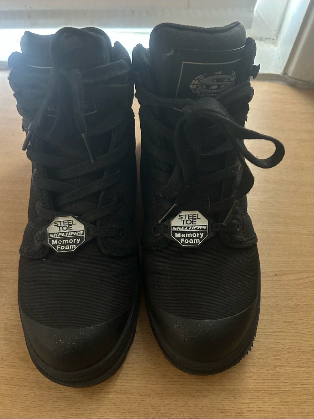 Skechers Black Women's Steel Toe Lace-Up Memory Foam Work Boots